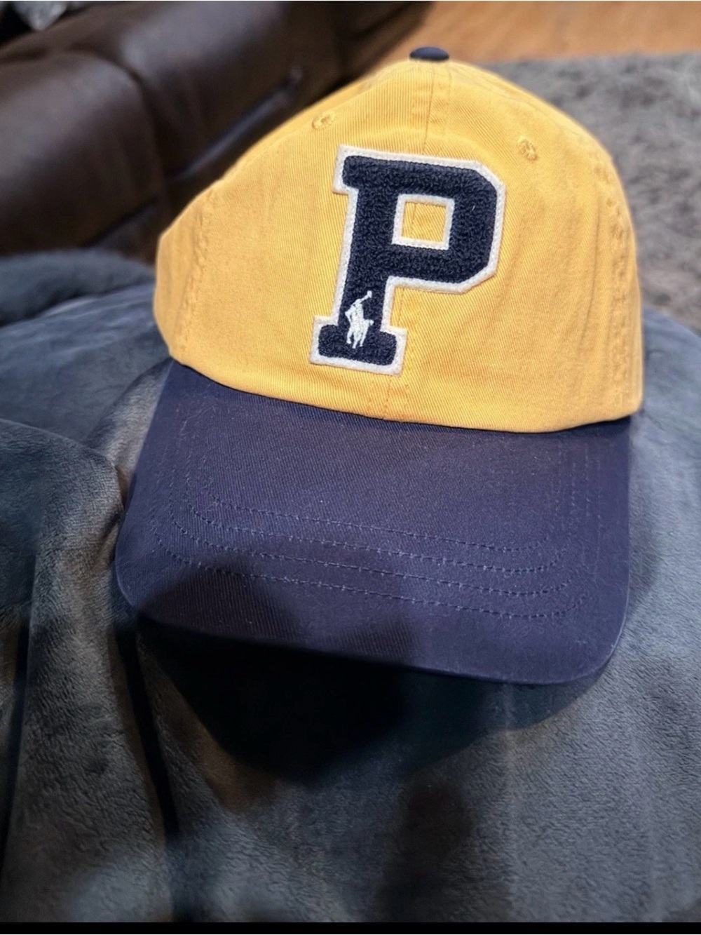 Polo by Ralph Lauren Yellow and Navy 'P' Logo Baseball Cap